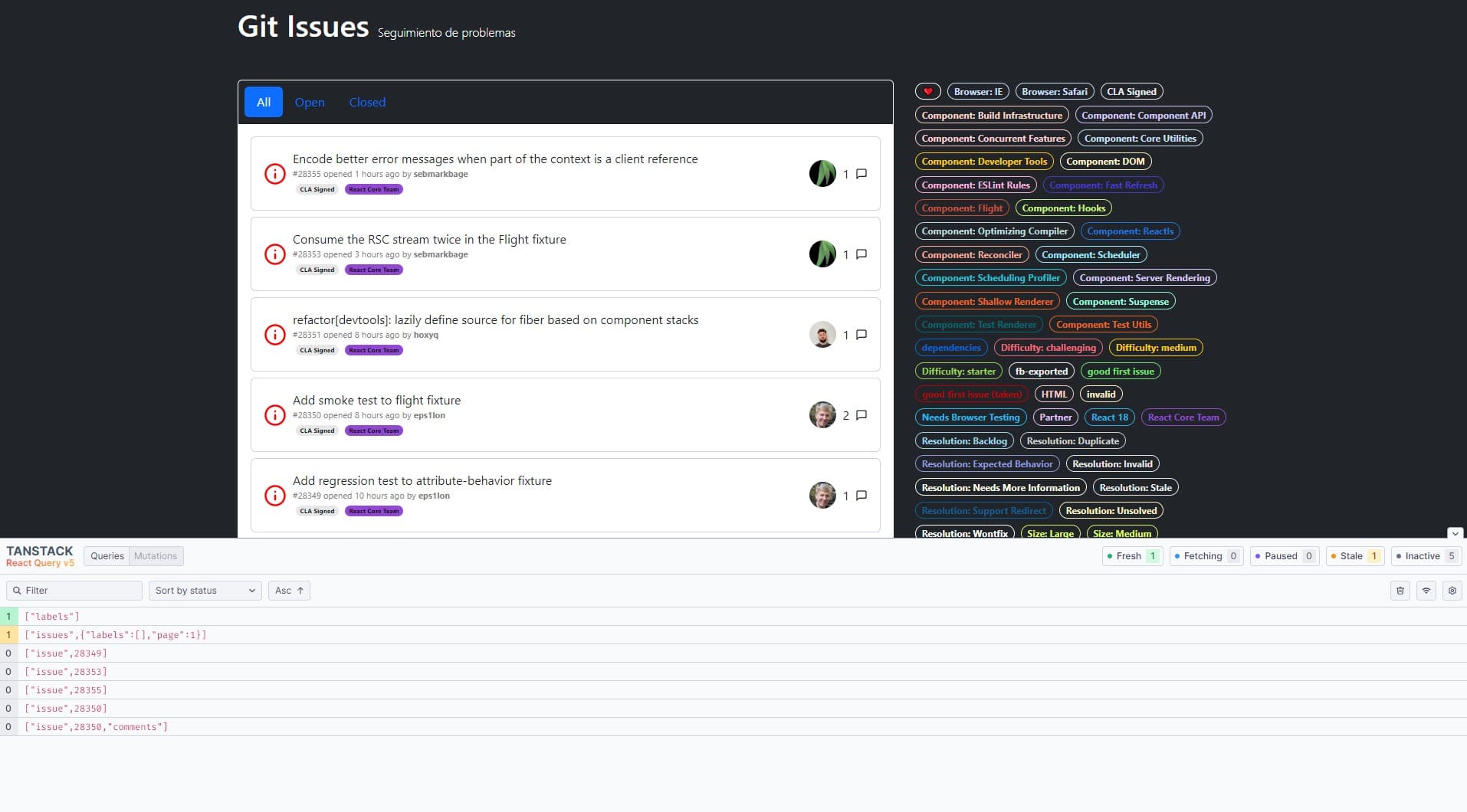 A screenshot of the project 'Github Issues Tracker'