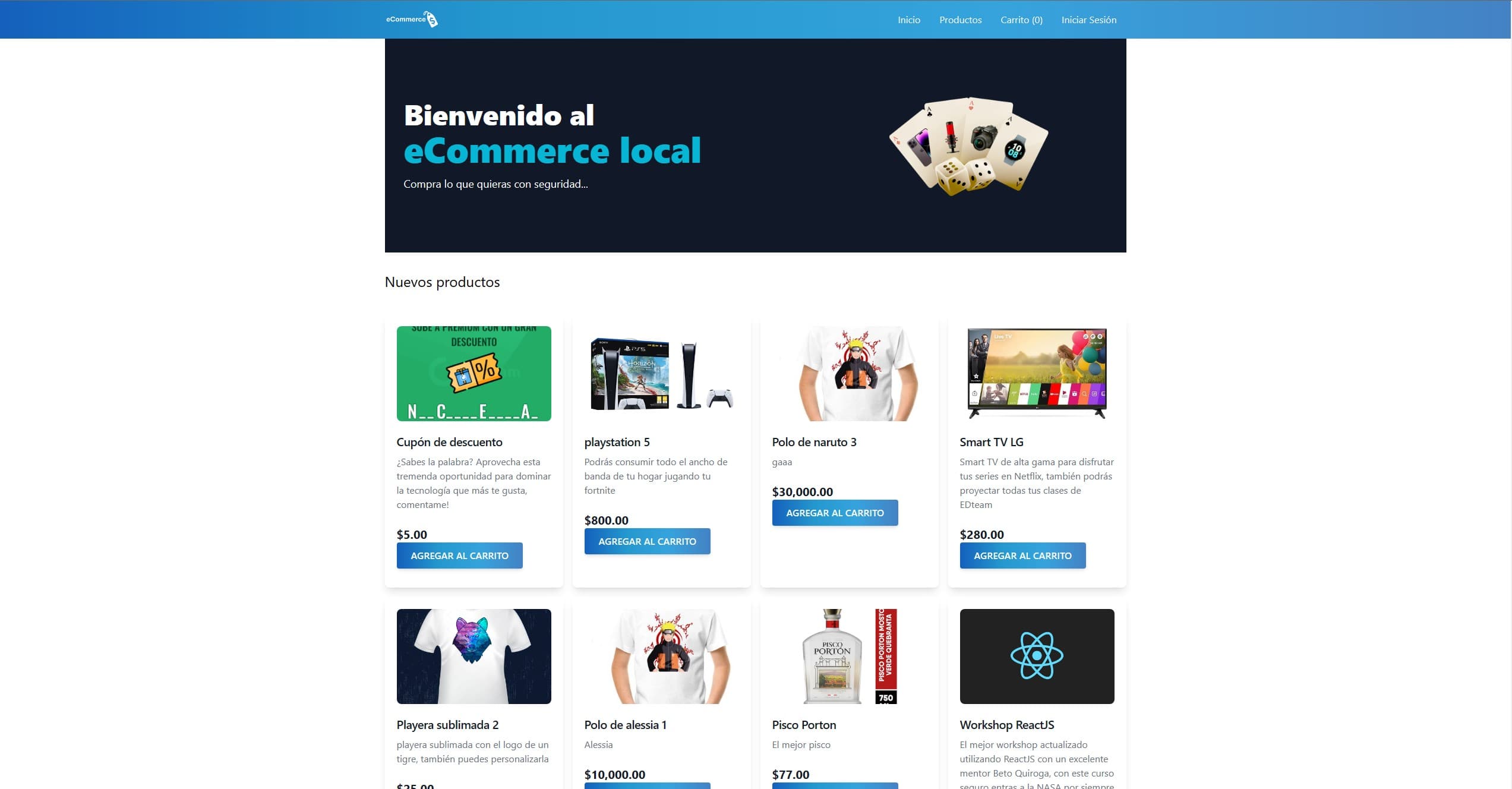 A screenshot of the project 'Ecommerce'