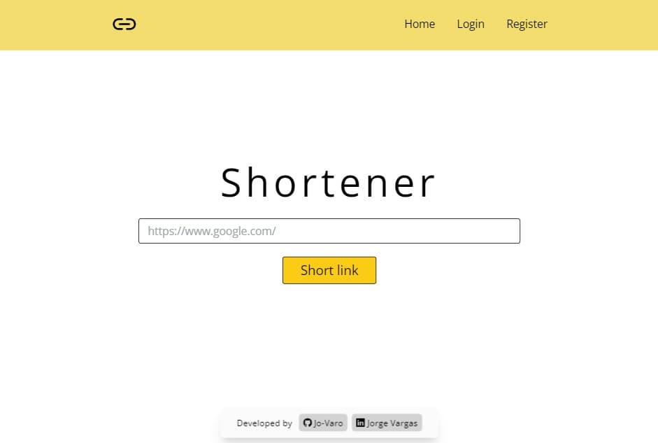 A screenshot of the project 'Shortener Frontend'