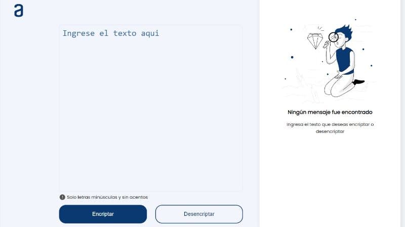 A screenshot of the project 'Encriptador de texto'